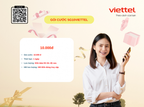 Đăng Ký 5G Viettel 1 Ngày - Gói 5G10 6GB Chỉ 10k