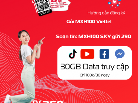 Đăng ký 4G Viettel 100k/ tháng: 30GB Data, Miễn Phí TikTok, YouTube