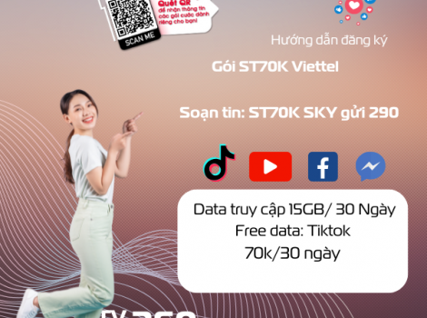 Gói 70k Viettel 2GB Ngày - Đăng Ký 60GB/Tháng Chỉ 70.000Đ Rẻ Nhất
