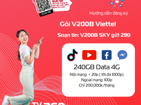 Gói 200k Viettel: Ưu Đãi 240GB Data 4G/5G, Gọi Thoại Miễn Phí.